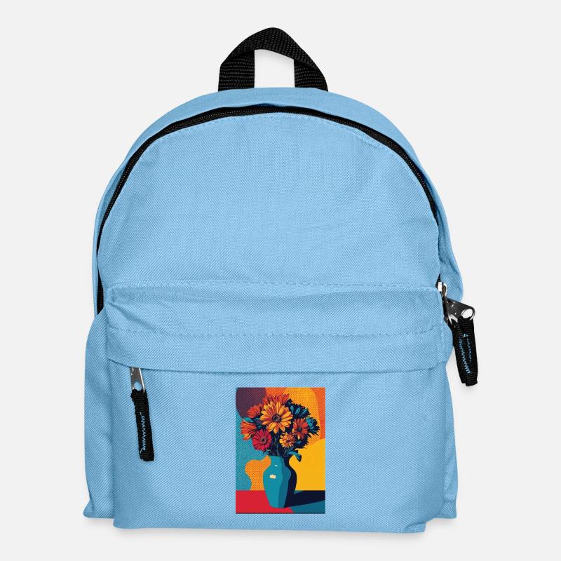Strauß aus Pop-Art-Blumen - Kinder Rucksack - Hellblau