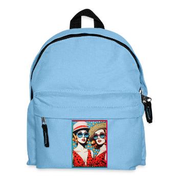 Pop Art Frauen mit Sonnenbrillen Sonnenhüte - Kinder Rucksack - Hellblau - Vorne