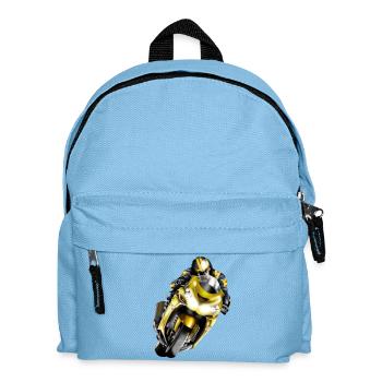 Rennfahrer auf gelber Maschine - Kinder Rucksack - Hellblau - Vorne