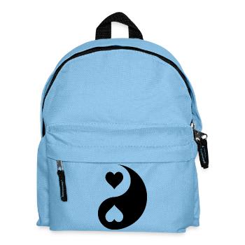 Heart Yin Yang Harmony Monochrome Black Negative - Kids' Backpack - light blue - Front