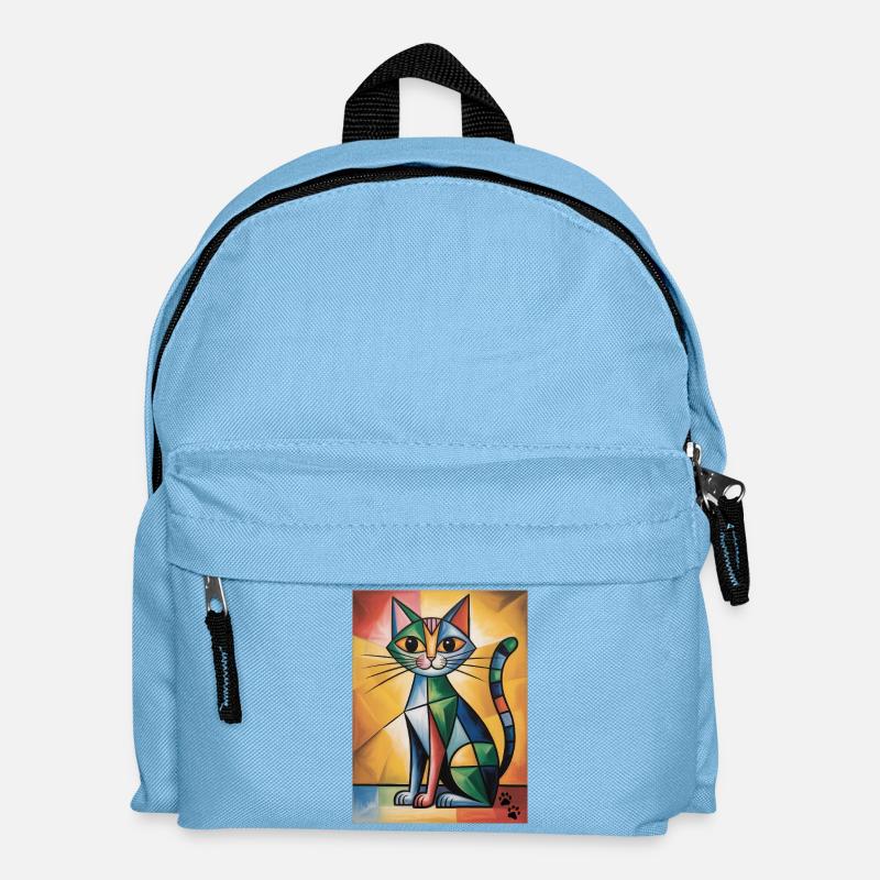 katze kubisch - Kinder Rucksack - Hellblau