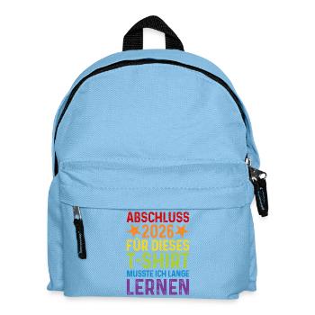 Abschluss 2026 T-Shirt Spruch lange lernen - Kinder Rucksack - Hellblau - Vorne
