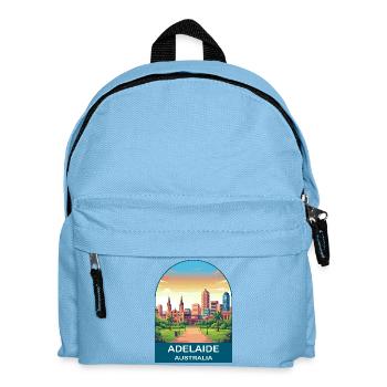 Adelaide Australien Stadt-Skyline-Reiseplakat - Kinder Rucksack - Hellblau - Vorne