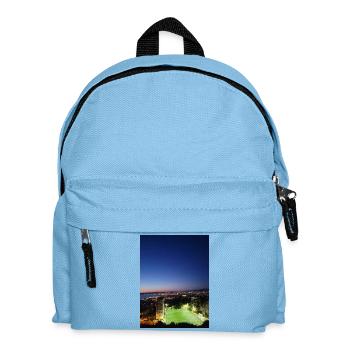 Städtische Dämmerung und Fußballfeld - Kinder Rucksack - Hellblau - Vorne