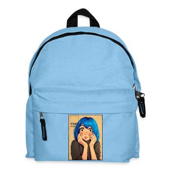 Portrait surprise aux cheveux bleus - Sac à dos Enfant - bleu clair - Devant
