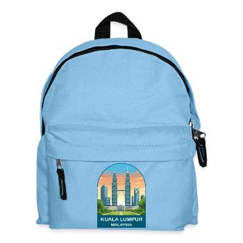 Illustration de voyage vintage à Kuala Lumpur, Malaisie - Sac à dos Enfant - bleu clair - Devant