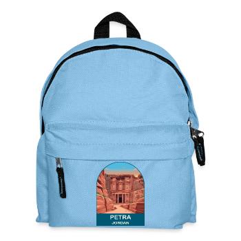 Petra Jordan Treasury Vintage Travel Illustration - Kids' Backpack - light blue - Front
