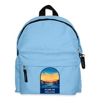 Dublin Ireland Hapenny Bridge Retro Sunset Badge - Kids' Backpack - light blue - Front