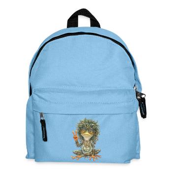 Watercolor Design: Hippie Frog with Peace Sign - Kids' Backpack - light blue - Front