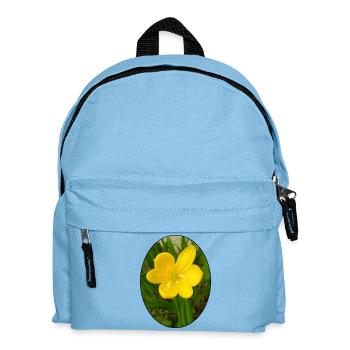 Gelbe Blüte im Vordergrund - Kinder Rucksack - Hellblau - Vorne