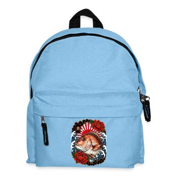 Rotbrasse im japanischen Irezumi Tattoo Stil - Kinder Rucksack - Hellblau - Vorne