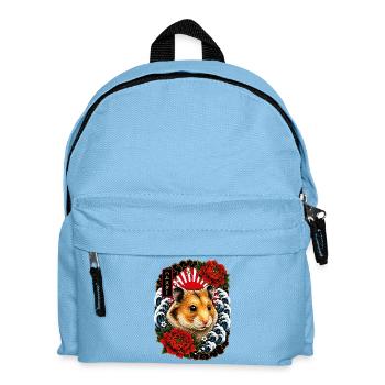 Hamster im japanischen Irezumi Tattoo Stil - Kinder Rucksack - Hellblau - Vorne