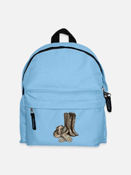 Verzierte Westernstiefel - Kinder Rucksack - Hellblau