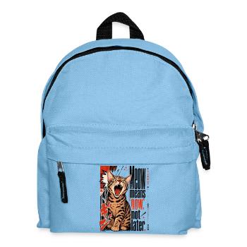 Meow Means 'Now', Not Later – Lautstarke Bengal - Kids' Backpack - light blue - Front