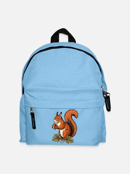 Eichhörnchen mit Herbstschatz - Kinder Rucksack - Hellblau