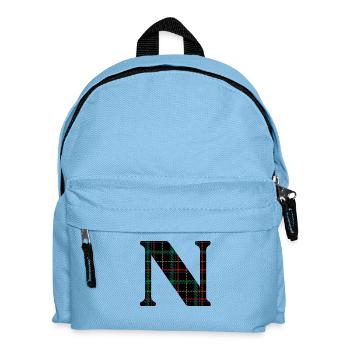 Monogramme n tartan écossais - Sac à dos Enfant - bleu clair - Devant