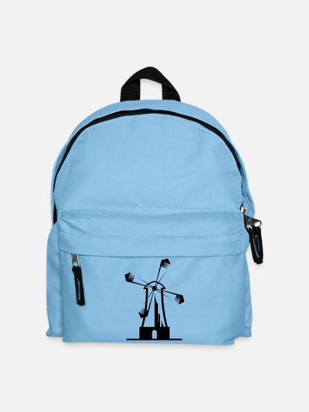 Windmühle Natur Illustration icon Land Grafik Logo - Kinder Rucksack - Hellblau
