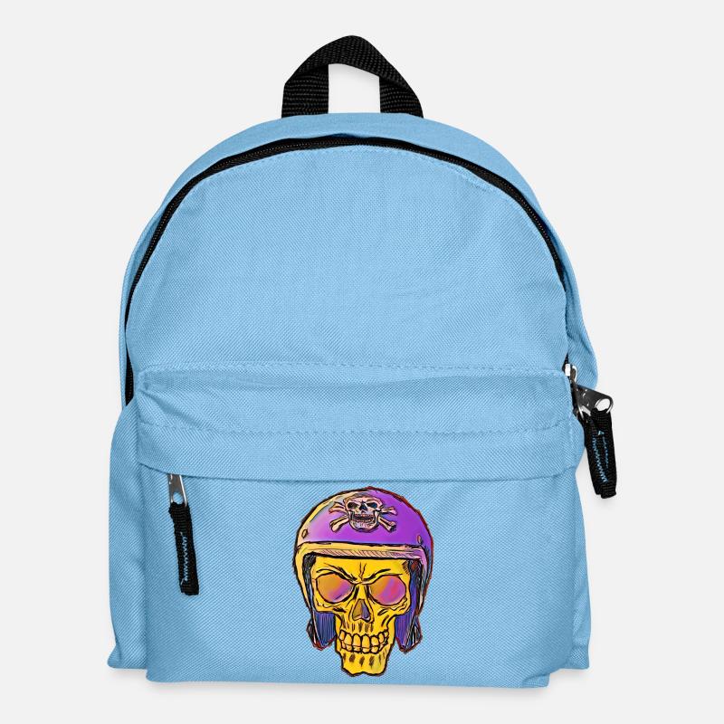 Skull with skull helmet - Kids' Backpack - light blue