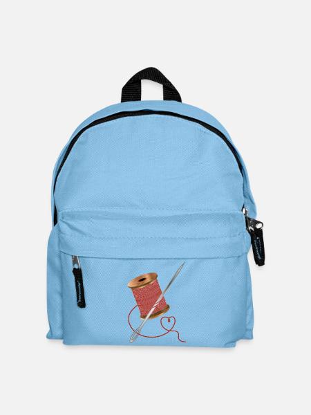 Aiguille et fil à coudre avec beaucoup d’amour - Sac à dos Enfant - bleu clair