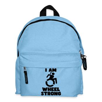 Ich bin eine starke Rollstuhlfrau. Rad stark * - Kinder Rucksack - Hellblau - Vorne
