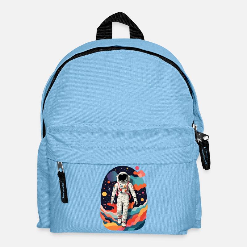 Bunte Astronauten Bild - Kinder Rucksack - Hellblau