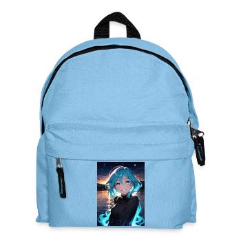 Anime blaues Mädchen mit schönen Augen - Kinder Rucksack - Hellblau - Vorne
