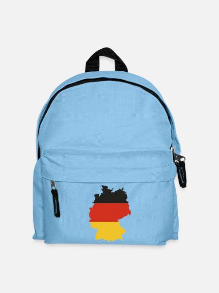 Schwarz Rot Gold Deutschland Flaggen Umriss Design - Kinder Rucksack - Hellblau