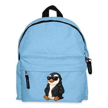 Cool Pinguin mit Sonnenbrille und Lederjacke 60er - Kinder Rucksack - Hellblau - Vorne