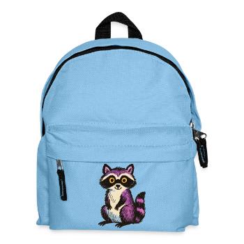 Wunderlicher lila Waschbär-Cartoon-Entwurf - Kinder Rucksack - Hellblau - Vorne