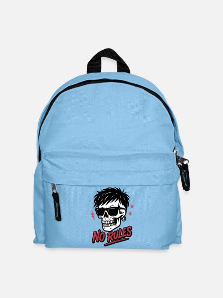 Ausgefallener Totenkopf mit Sonnenbrille und ohne Regeln Text - Kinder Rucksack - Hellblau