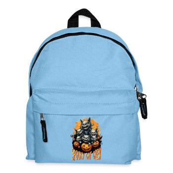 Halloween Katzen Schwarz Kürbis Kostüm Gruselig - Kinder Rucksack - Hellblau - Vorne