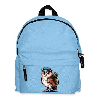 Abenteuer Eule mit Rucksack - Kinder Rucksack - Hellblau - Vorne