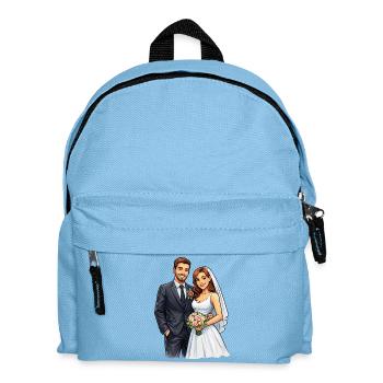 Brautpaar Cartoon Braut & Bräutigam - Kinder Rucksack - Hellblau - Vorne