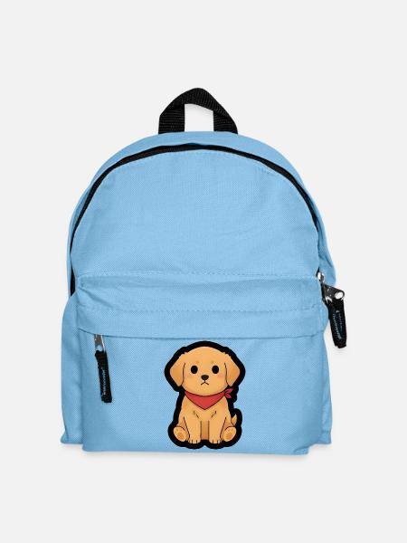 Golden Retriever Puppy with Red Bandana - Kids' Backpack - light blue