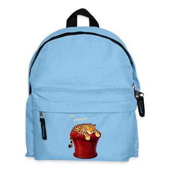 Schlafender Leopard im roten Zylinder - Kinder Rucksack - Hellblau - Vorne