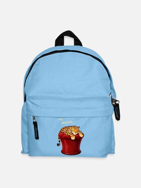 Schlafender Leopard im roten Zylinder - Kinder Rucksack - Hellblau