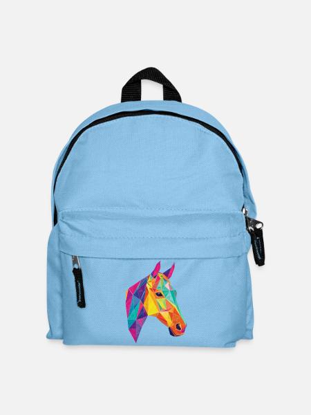 Geometrisches Pferd Farbfluss Pferdekopf - Kinder Rucksack - Hellblau