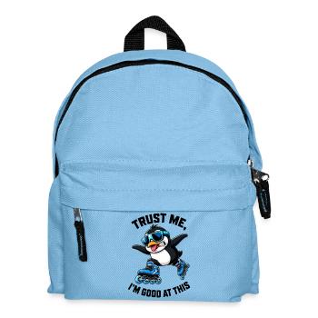 Cool Penguin Inline Skater Funny Comic - Kids' Backpack - light blue - Front