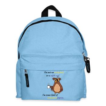 Erschöpfte Nachteule als Frühvogel-Nachtube - Kinder Rucksack - Hellblau - Vorne