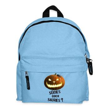 Süßes oder Saures - Kürbis mit Spinne - Kinder Rucksack - Hellblau - Vorne