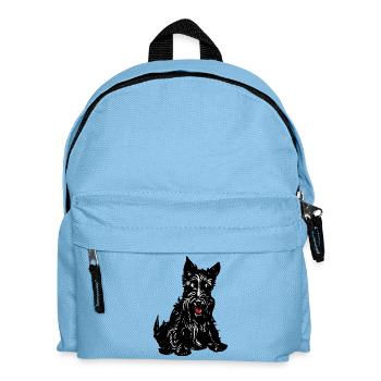 Monochrome Terrier-Linienkunst - Kinder Rucksack - Hellblau - Vorne