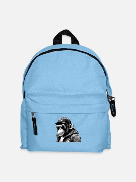Stylischer cooler Affe in schwarz weiß - Kinder Rucksack - Hellblau