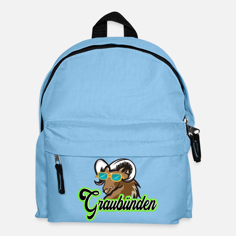 Graubünden Steinbock mit Sonnenbrille - Kinder Rucksack - Hellblau