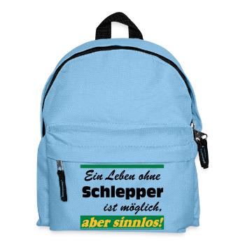 Traktor , Trecker , Schlepper Leben sinnlos .(25) - Kinder Rucksack - Hellblau - Vorne