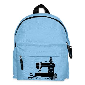 Nähmaschine Logo Näherei mit Faden und Schere - Kinder Rucksack - Hellblau - Vorne