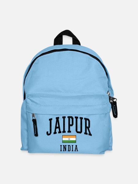Jaipur Indien Flaggenmotiv Grafik - Kinder Rucksack - Hellblau