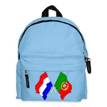 Flagge der Niederlande und Flagge Portugals - Kinder Rucksack - Hellblau - Vorne