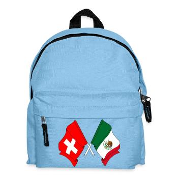 Flagge der Schweiz und Flagge Mexiko - Kinder Rucksack - Hellblau - Vorne