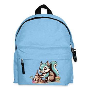 Écureuil de dessin animé mignon dans le bac à sable - Sac à dos Enfant - bleu clair - Devant