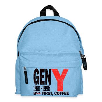 Gen Y Millennial Coffee First Chemise - Sac à dos Enfant - bleu clair - Devant